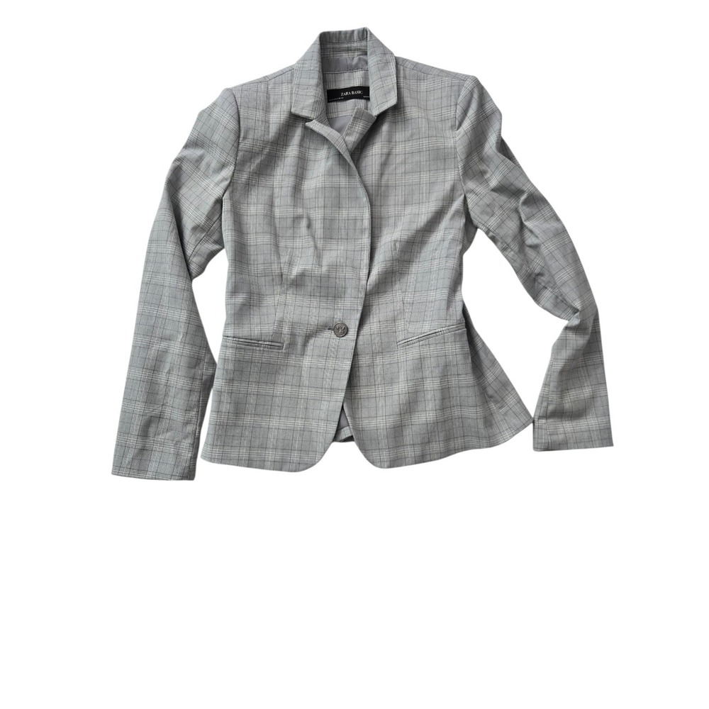 Zara Grey Plaid Blazer NWT Women's Size 6 US Single Button Glen‎ Check Jacket